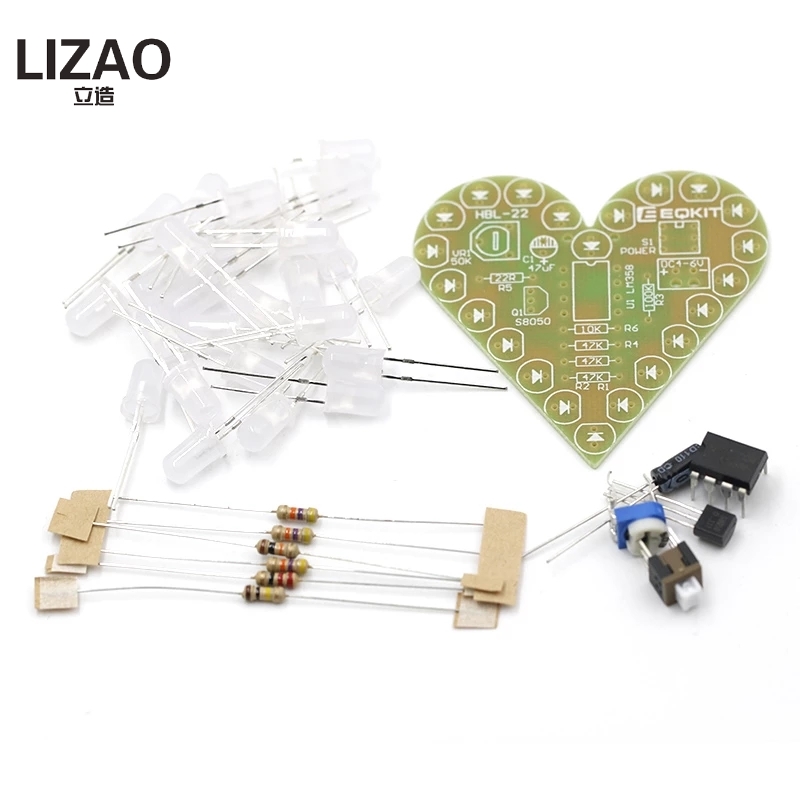 Diy Electronics Lab - DIY ชุดโคมไฟหายใจรูปหัวใจชุด LED หายใจชุดสีแดงสีขาวสีฟ้าสีเขียวการผลิตอิเล็กทรอนิกส์สําหรับห้องปฏิบัติการการการเรียนรู้