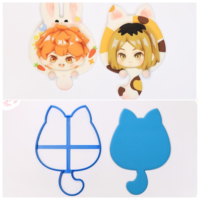 Diy Q - แม่พิมพ์ตัดดินเหนียวรูปตุ๊กตาบิสกิต สำหรับทำทรงผม/ใบหน้า/แผ่นหลัง ตัวตัดดินเหนียวแบบ Q รุ่นแม่เหล็กติดตู้เย็น/จี้ ทำเองได้ด้วยดินโพลิเมอร์
