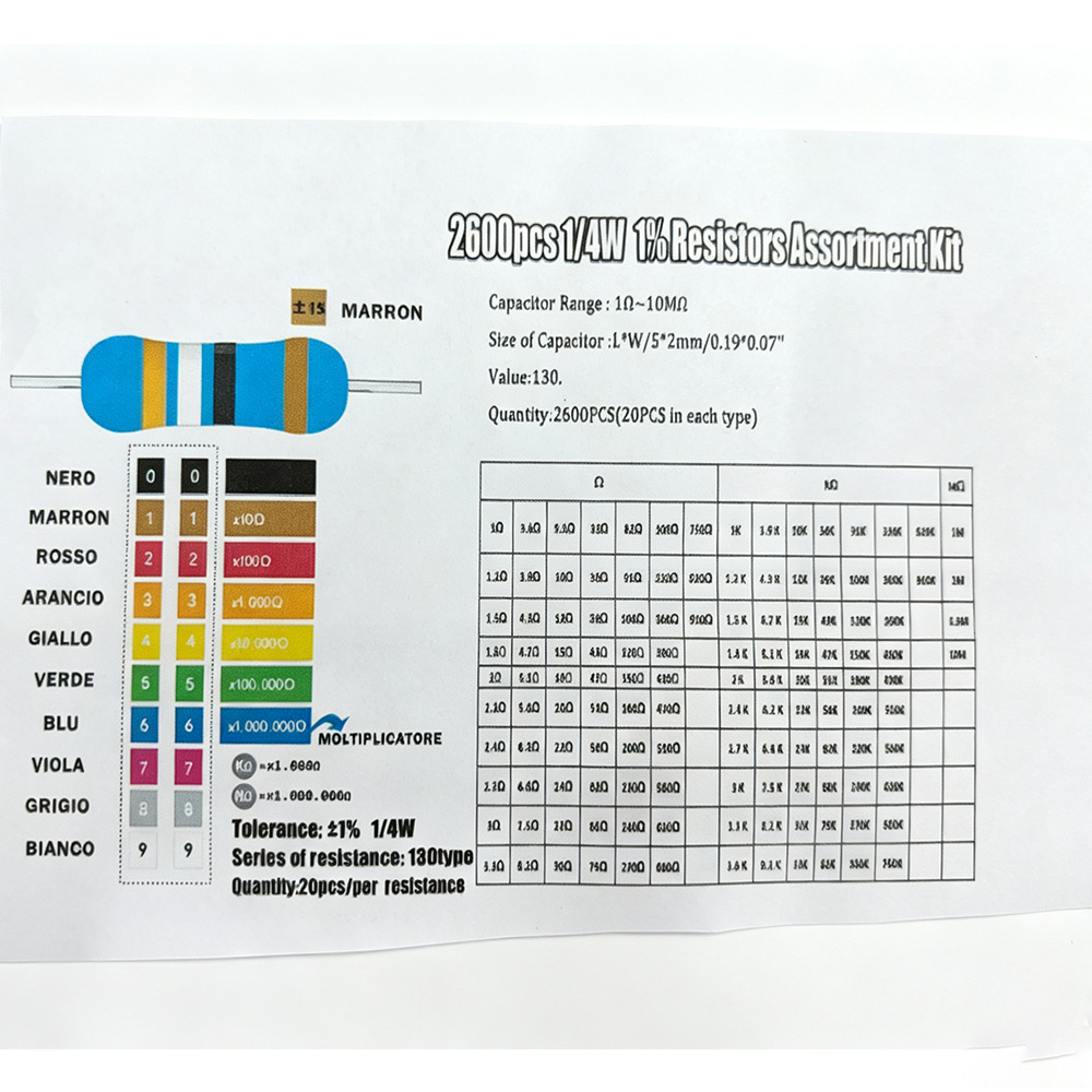 ตัวต้านทานฟิล์มโลหะ 2600 ชิ้น  - Diy Electronics Components Kit บทวิจารณ์และราคา