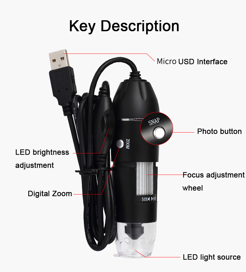 กล้องจุลทรรศน์ดิจิตอล USB 500X - Diy Electronics Microscope บทวิจารณ์และราคา