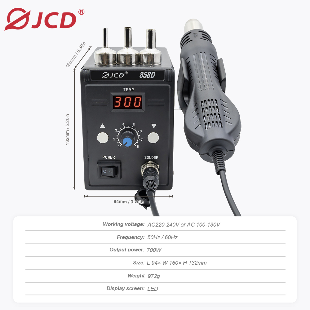 JCD HOT AIR GUN 858D 700W BGA  - Smd Solder Paste บทวิจารณ์และราคา
